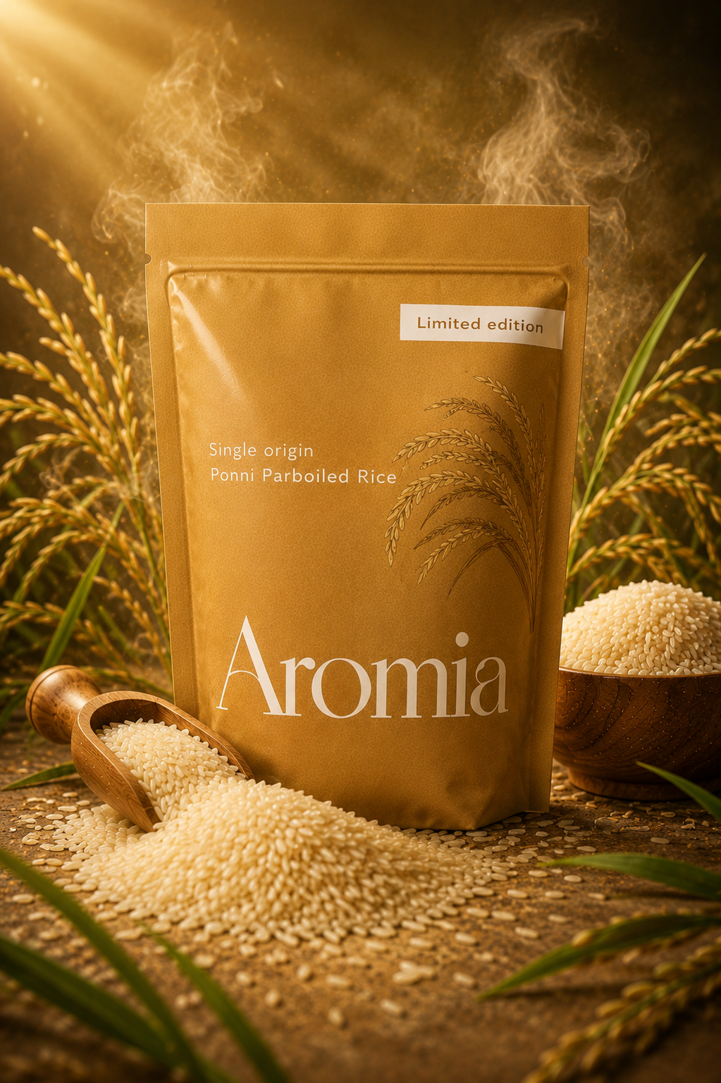 Ponni Parboiled Rice packaging by D'Amalfi