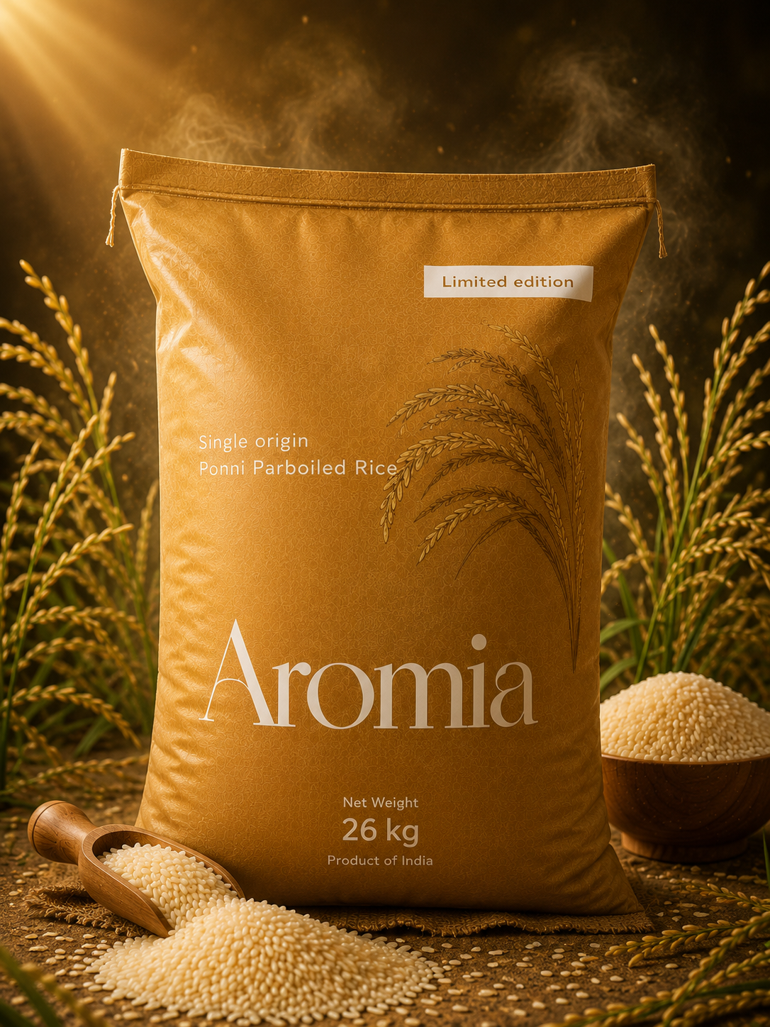 Ponni Parboiled Rice packaging by D'Amalfi
