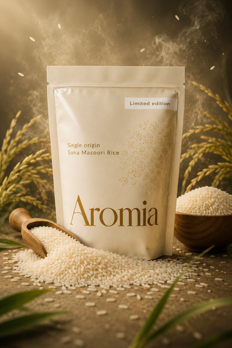 Sona Masoori Rice packaging by D'Amalfi