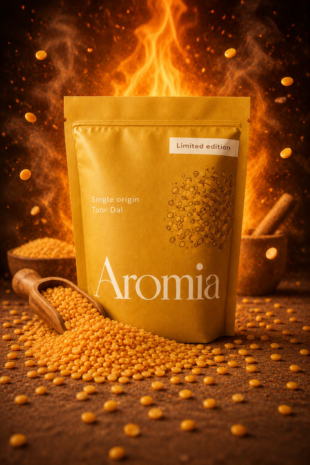 Toor Dal (split pigeon pea) packaging by D'Amalfi
